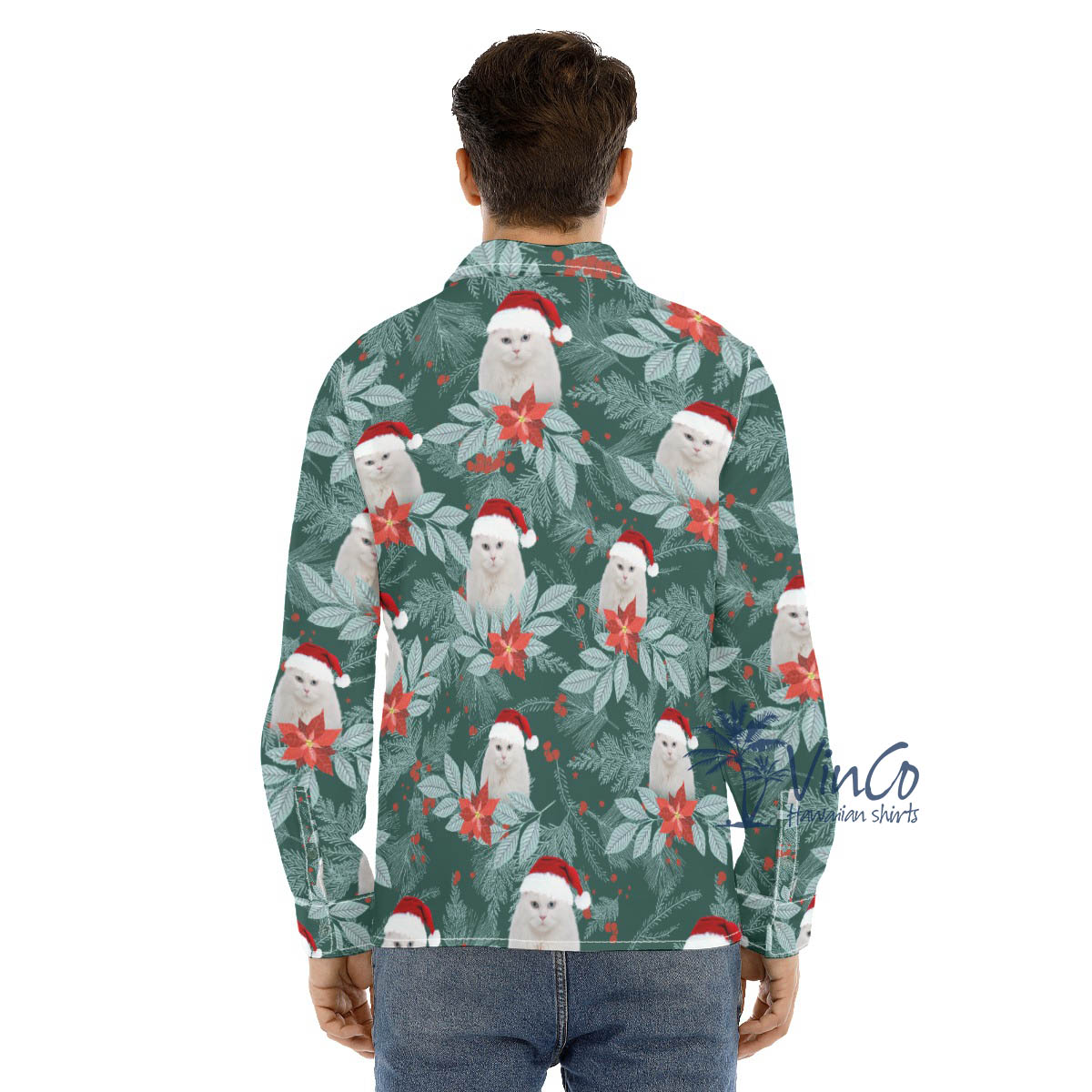 Personalized Pet Christmas Long Sleeve Hawaiian Shirt For Men