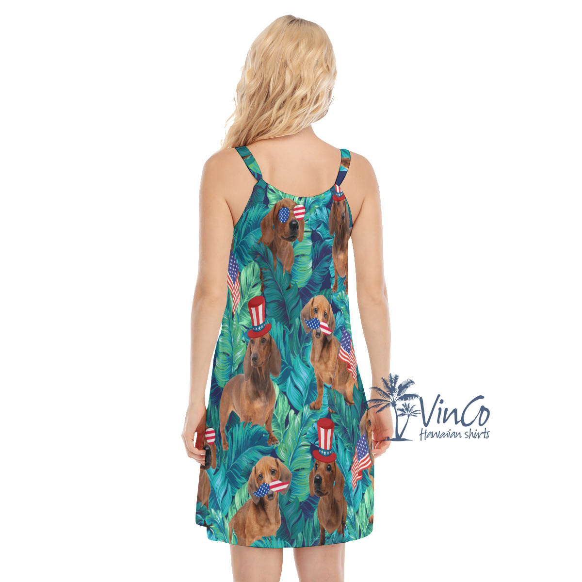 4th Of July Dachshund Tropical Hawaiian Dresses For Women