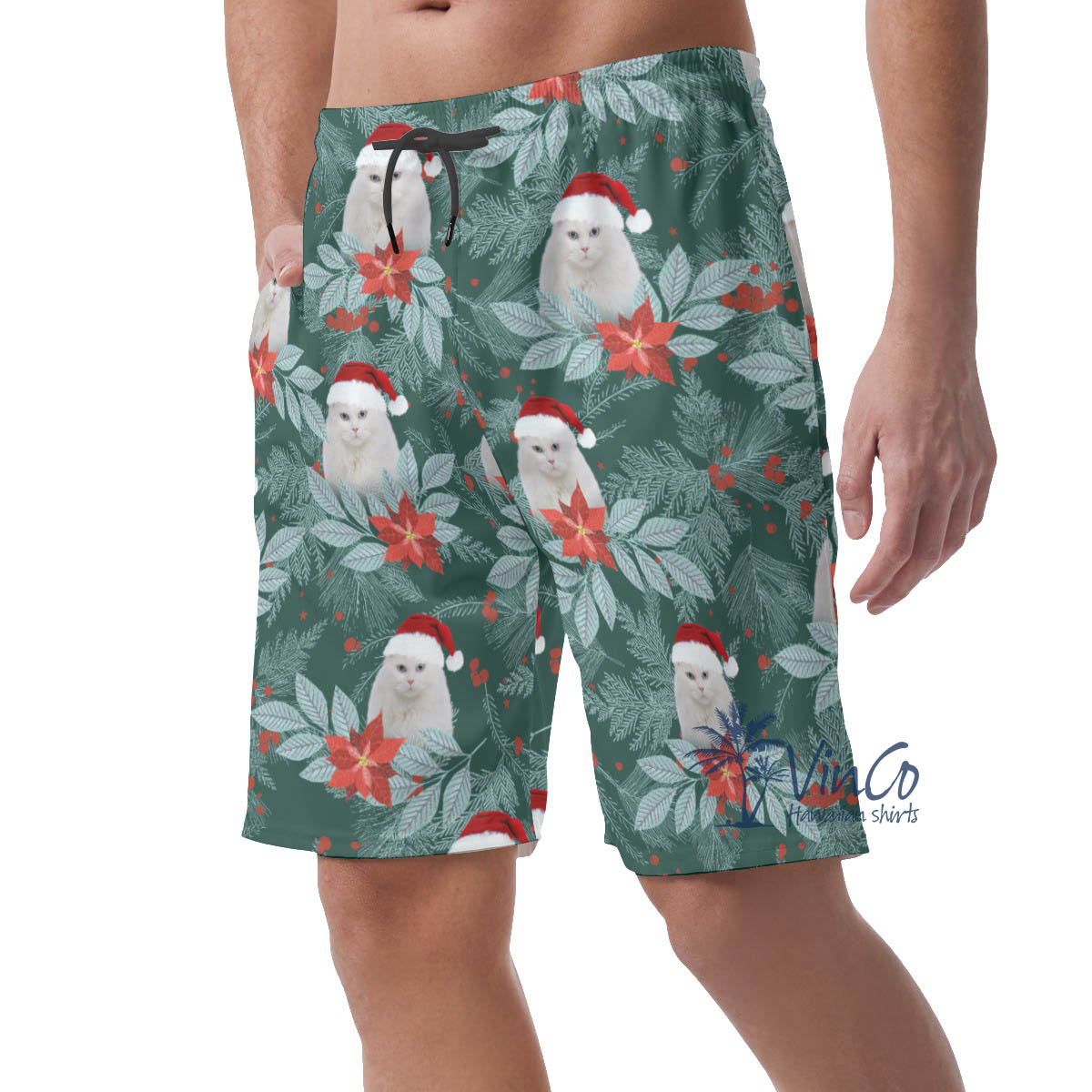 Custom Cat Face Christmas Casual Shorts For Men
