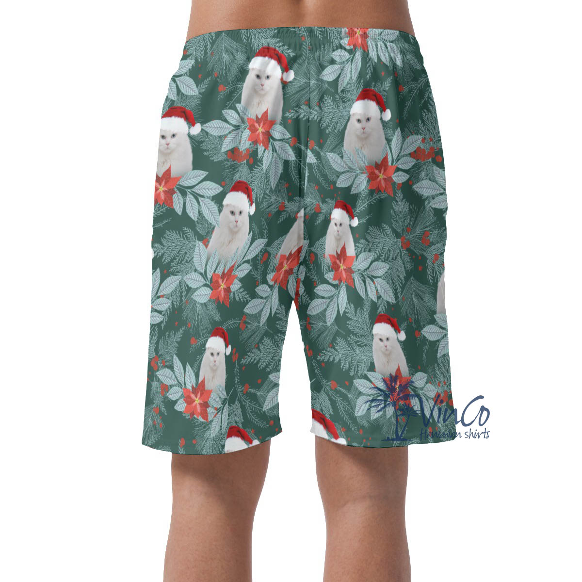 Custom Cat Face Christmas Casual Shorts For Men