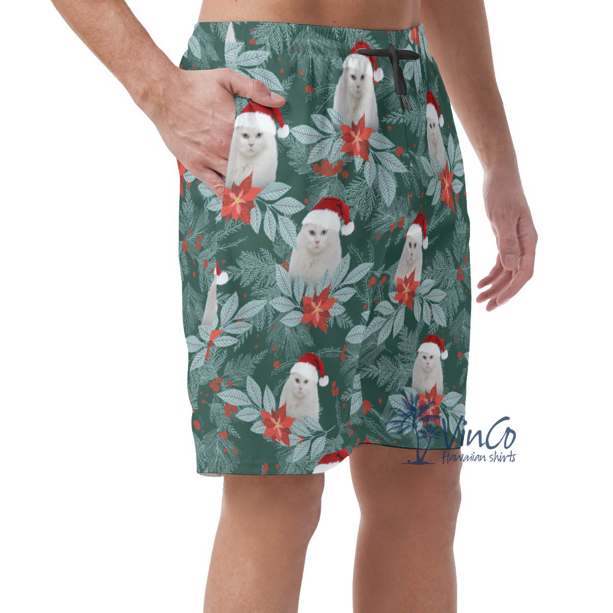 Custom Cat Face Christmas Casual Shorts For Men