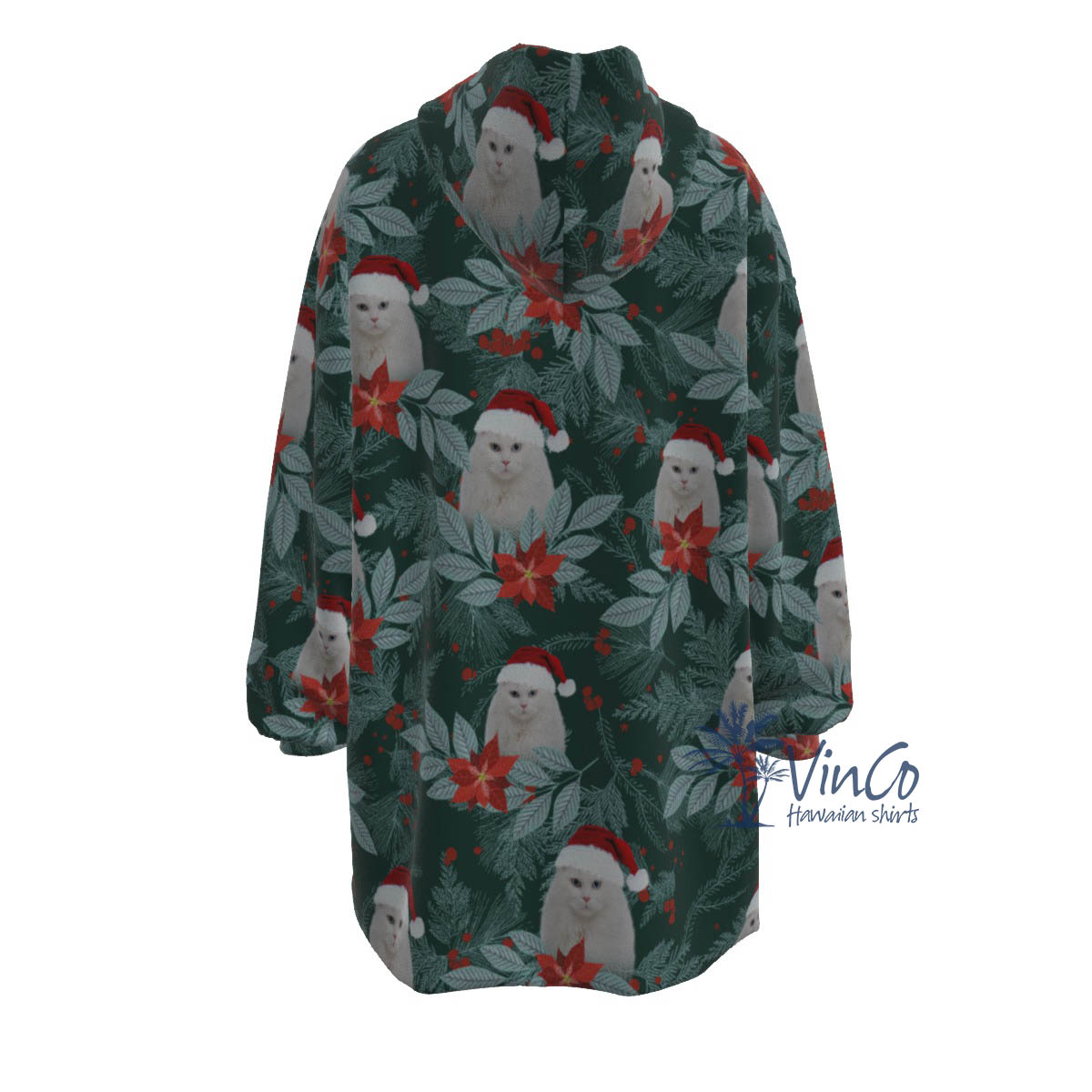 Personalized Cat Face Blanket Hoodie For Christmas