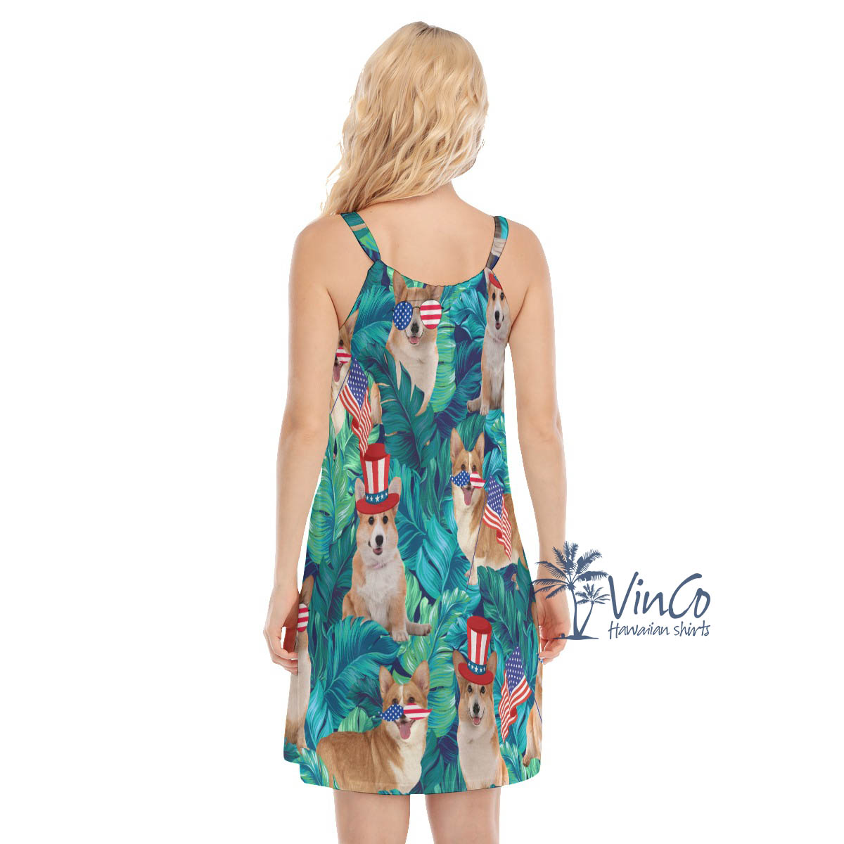 Funny Corgi 4th Of July Tropical Summer Hawaiian Dresses