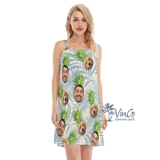 Custom Dog Faces Hawaiian Summer Dress For Women