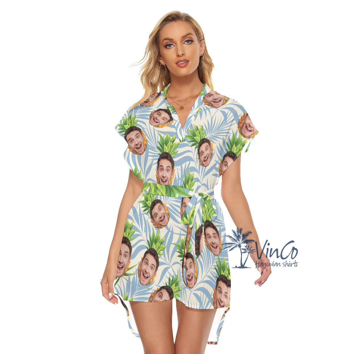 Personalized Face Pineapple Tropical Dress For Women - variant image 1