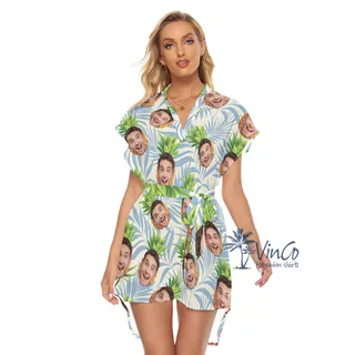 Personalized Face Pineapple Tropical Dress For Women