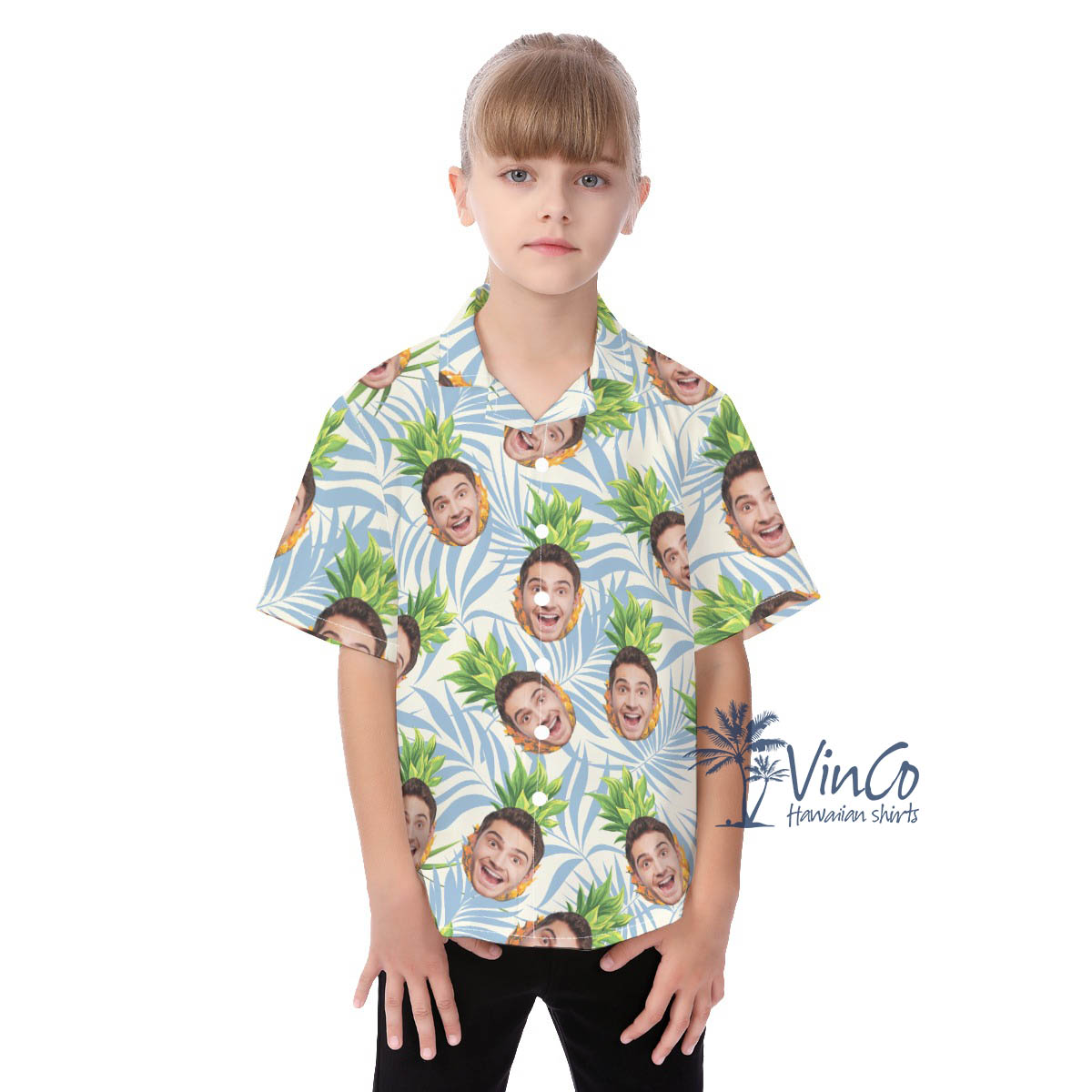 Pineapple Custom Hawaiian Shirt With Face For Kids - variant image 1