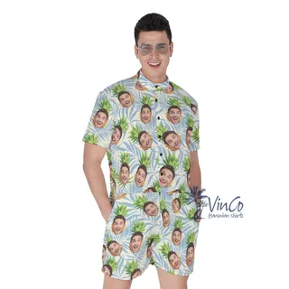 Custom Pineapple Summer Rompers For Men With Faces