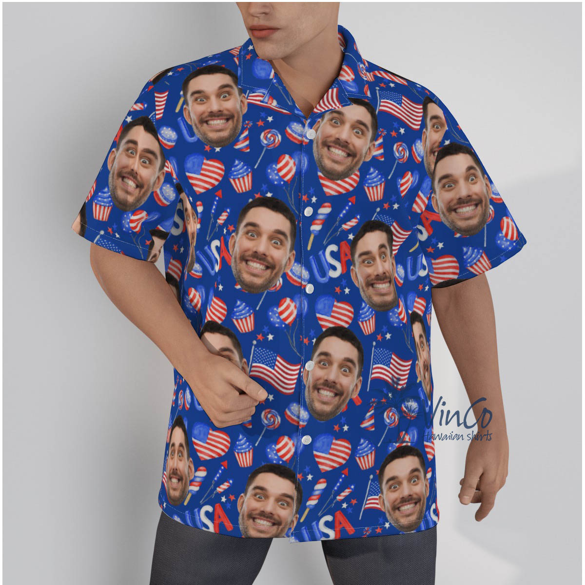 Happy Independence Day Custom Hawaiian Shirt With Faces - variant image 1