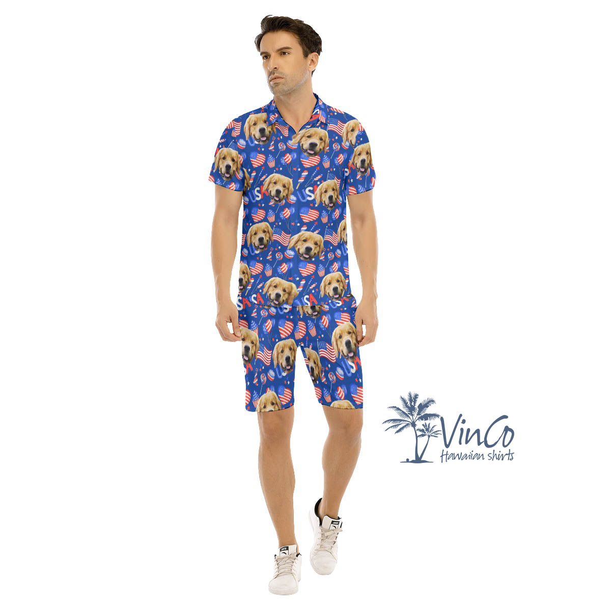 Happy 4th Of July Custom Hawaiian Shirt With Dog Face - variant image 1