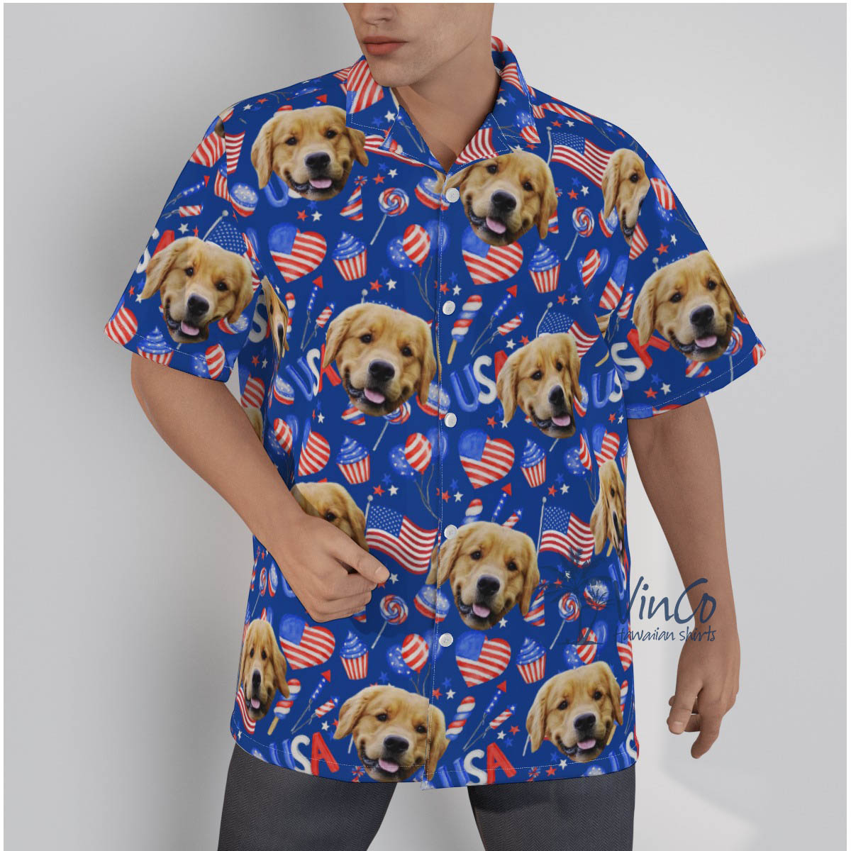 Custom Dog 4th Of July Hawaiian Shirt For Men - variant image 1