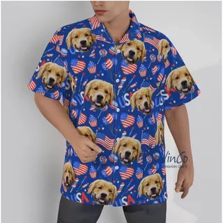 Custom Dog 4th Of July Hawaiian Shirt For Men