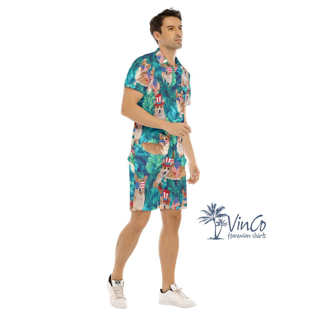 Funny Corgi 4th Of July Hawaiian Shirt And Matching Shorts For Men