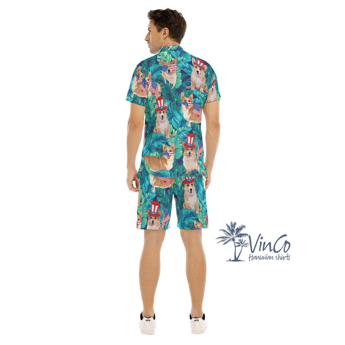 Funny Corgi 4th Of July Hawaiian Shirt And Matching Shorts For Men