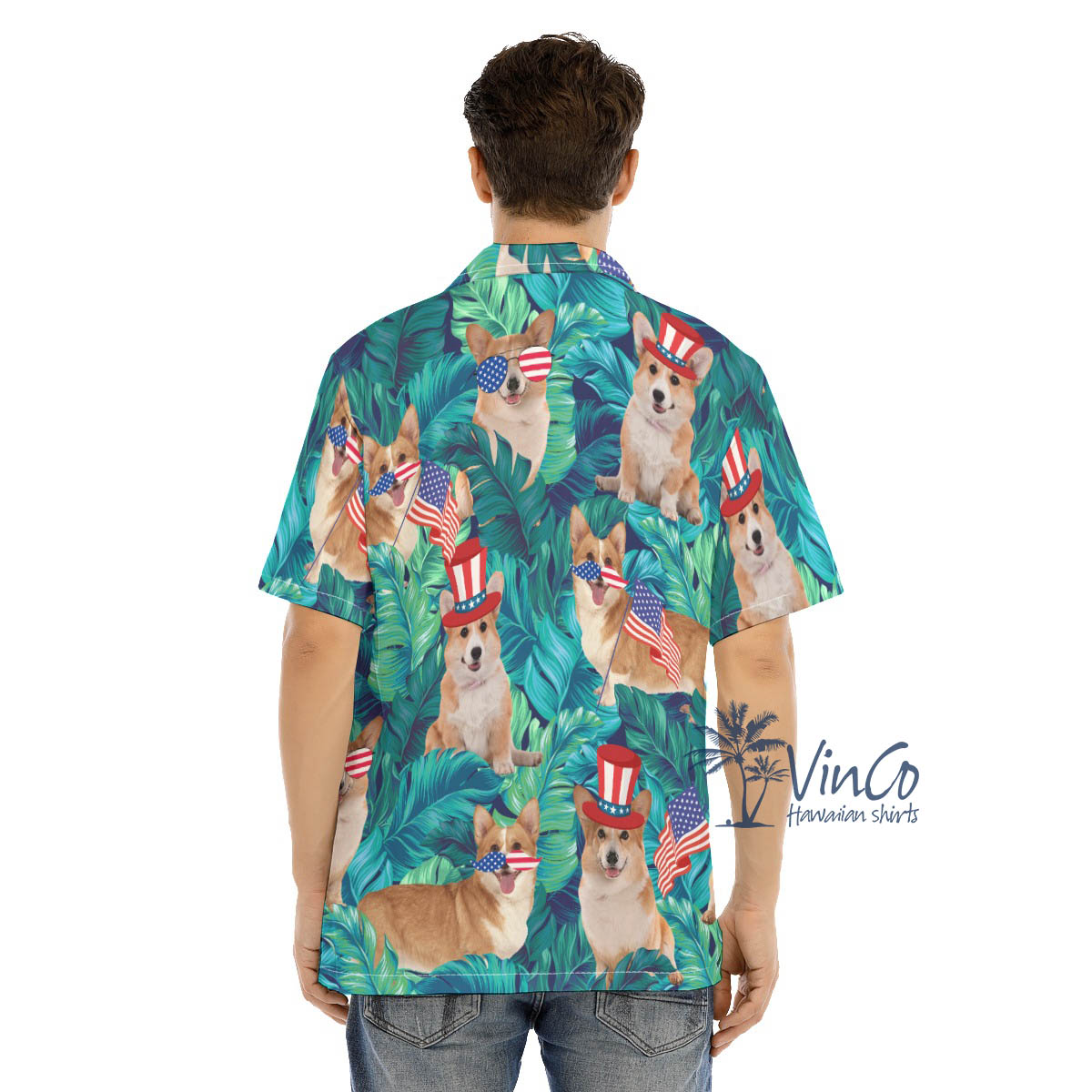 4th Of July Corgi Tropical Hawaiian Shirts For Men