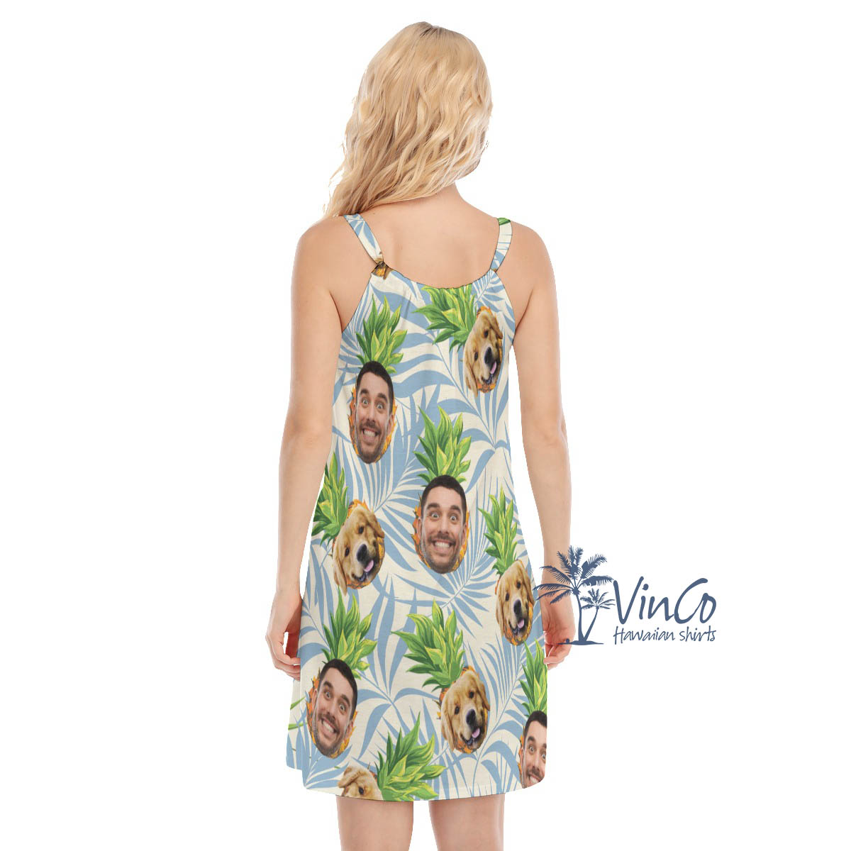 Custom Dog Faces Hawaiian Summer Dress For Women