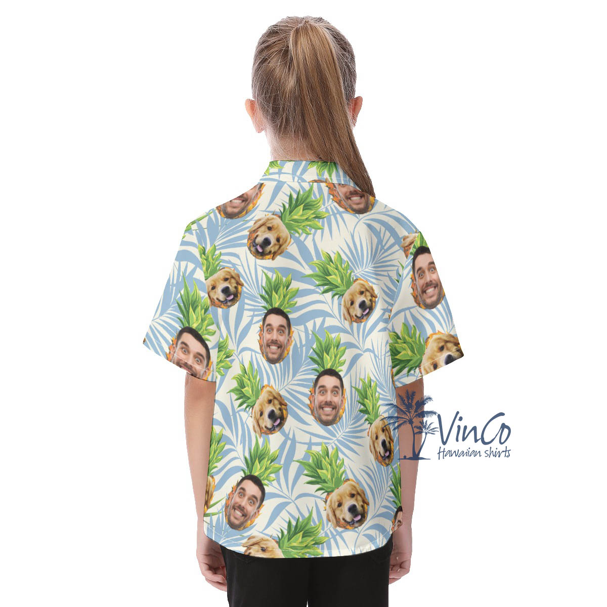 Custom Multiple Faces Hawaiian Button Shirt For Kids