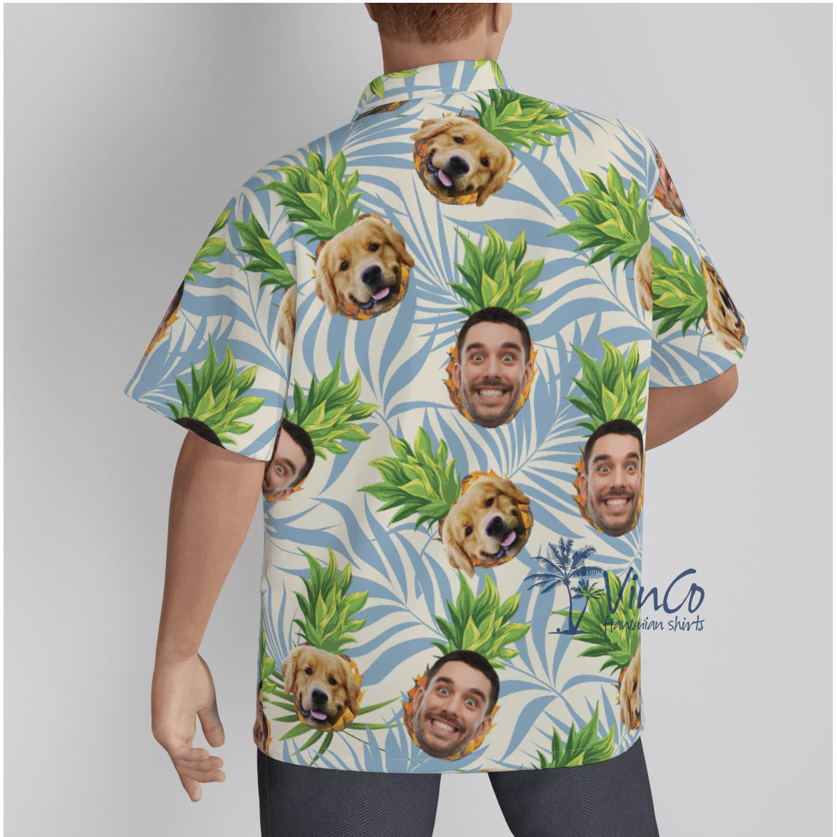Men's Custom Tropical Hawaiian Shirts With Dog Face