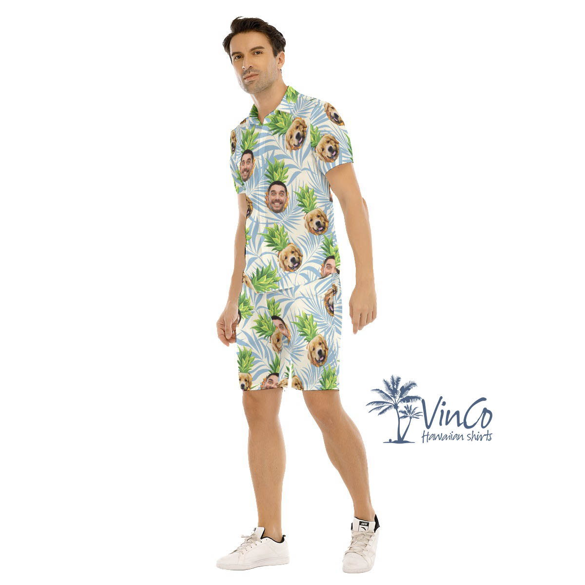Tropical Pineapple Hawaiian Shirt Set For Men