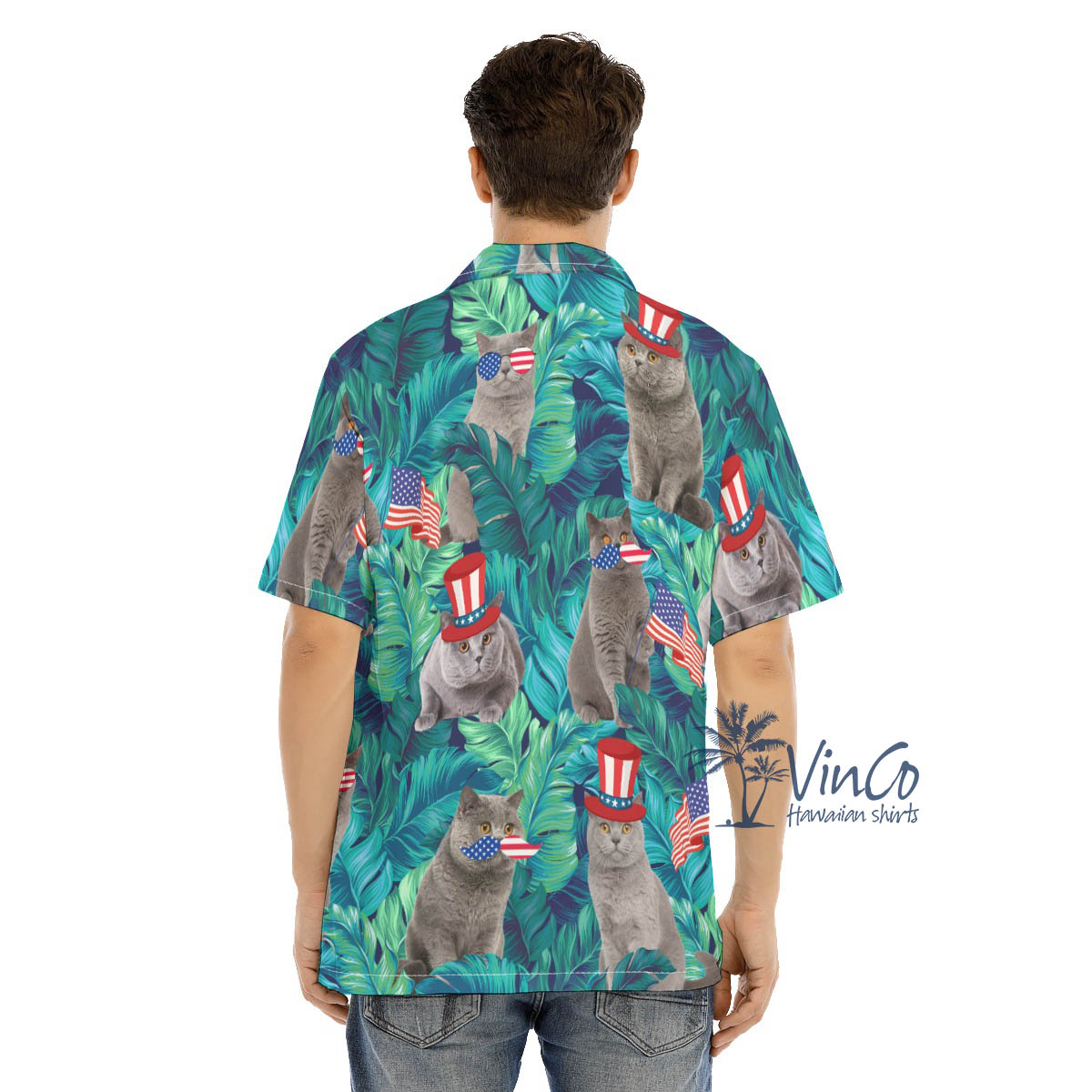 Funny Patriotic Cat Tropical Hawaiian Shirt