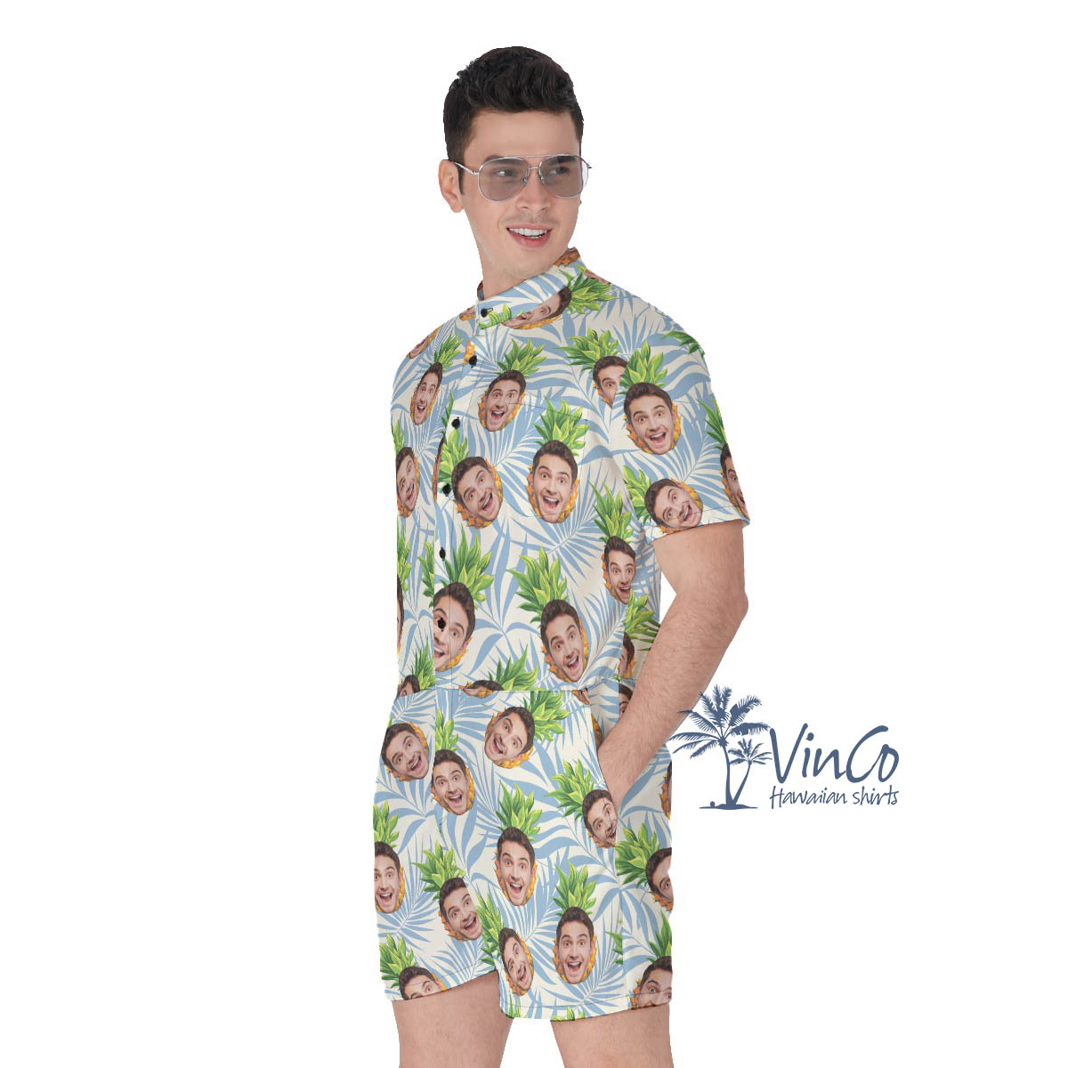 Custom Pineapple Summer Rompers For Men With Faces