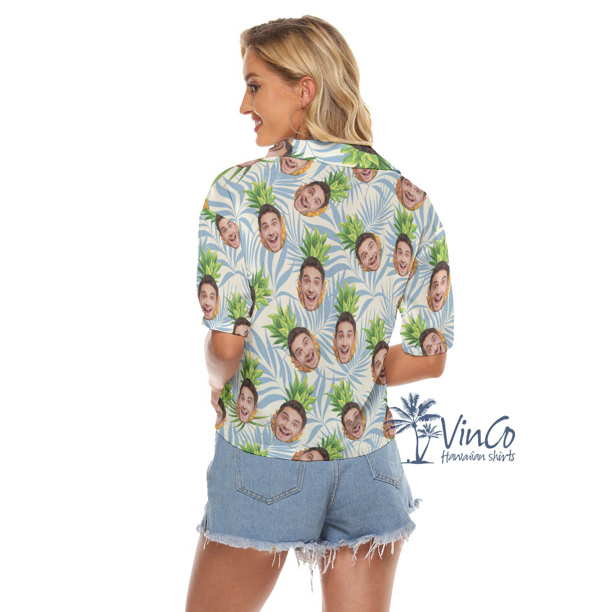 Custom Pineapple Hawaiian Cropped Shirt For Women