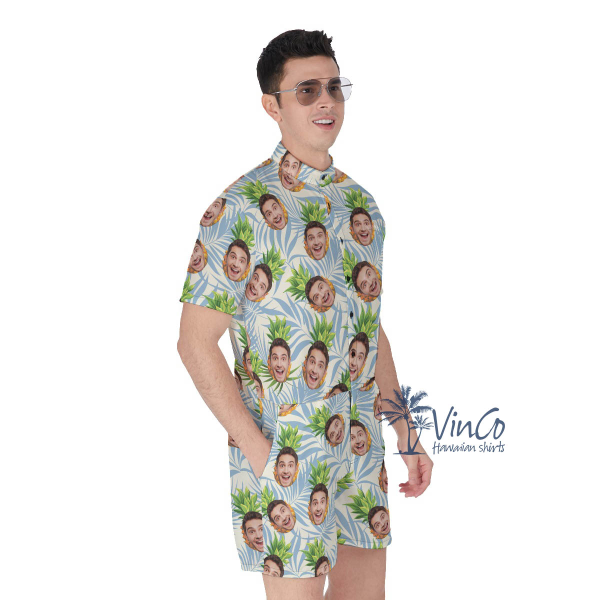 Custom Pineapple Summer Rompers For Men With Faces