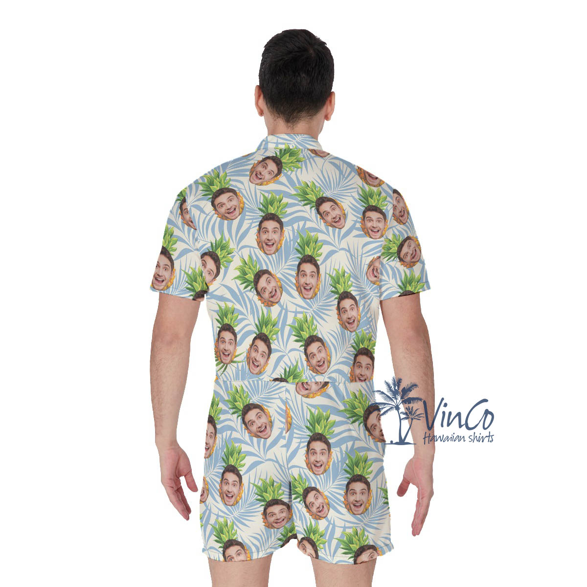Custom Pineapple Summer Rompers For Men With Faces
