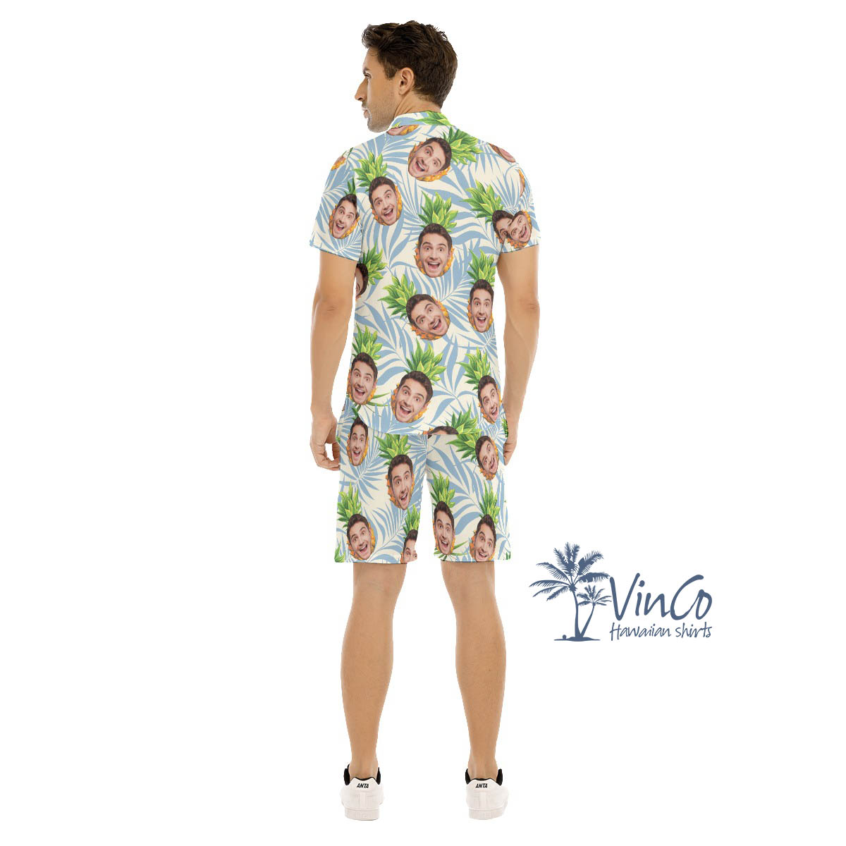 Personalized Pineapples Hawaiian Shirt Set With Faces For Men