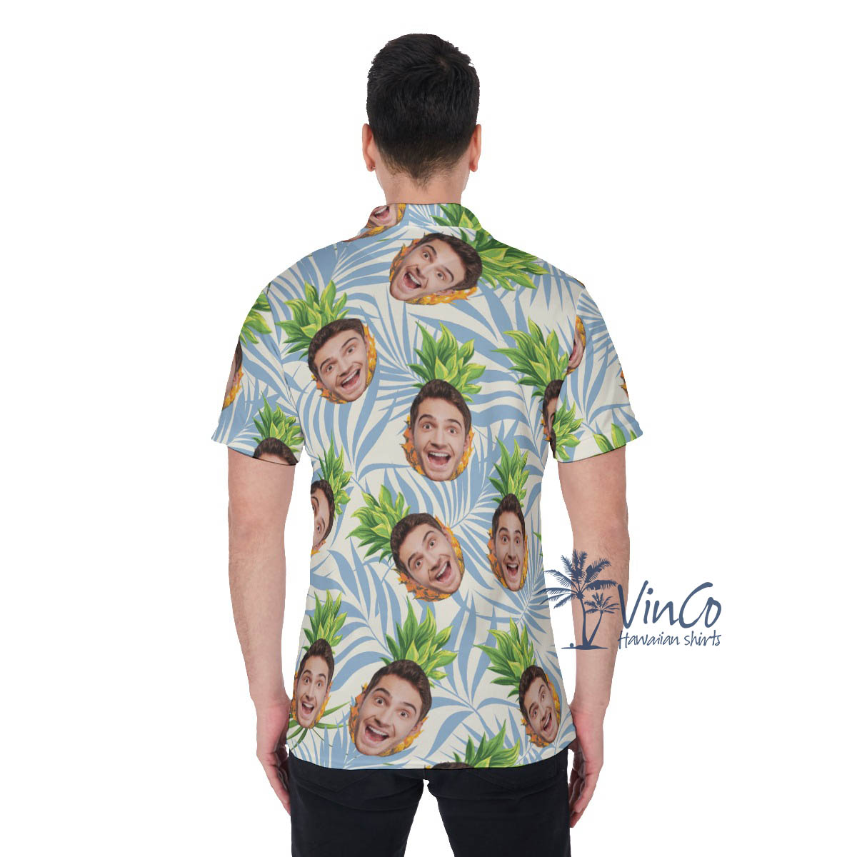 Custom Pineapple Face Hawaiian Polo Shirt For Men