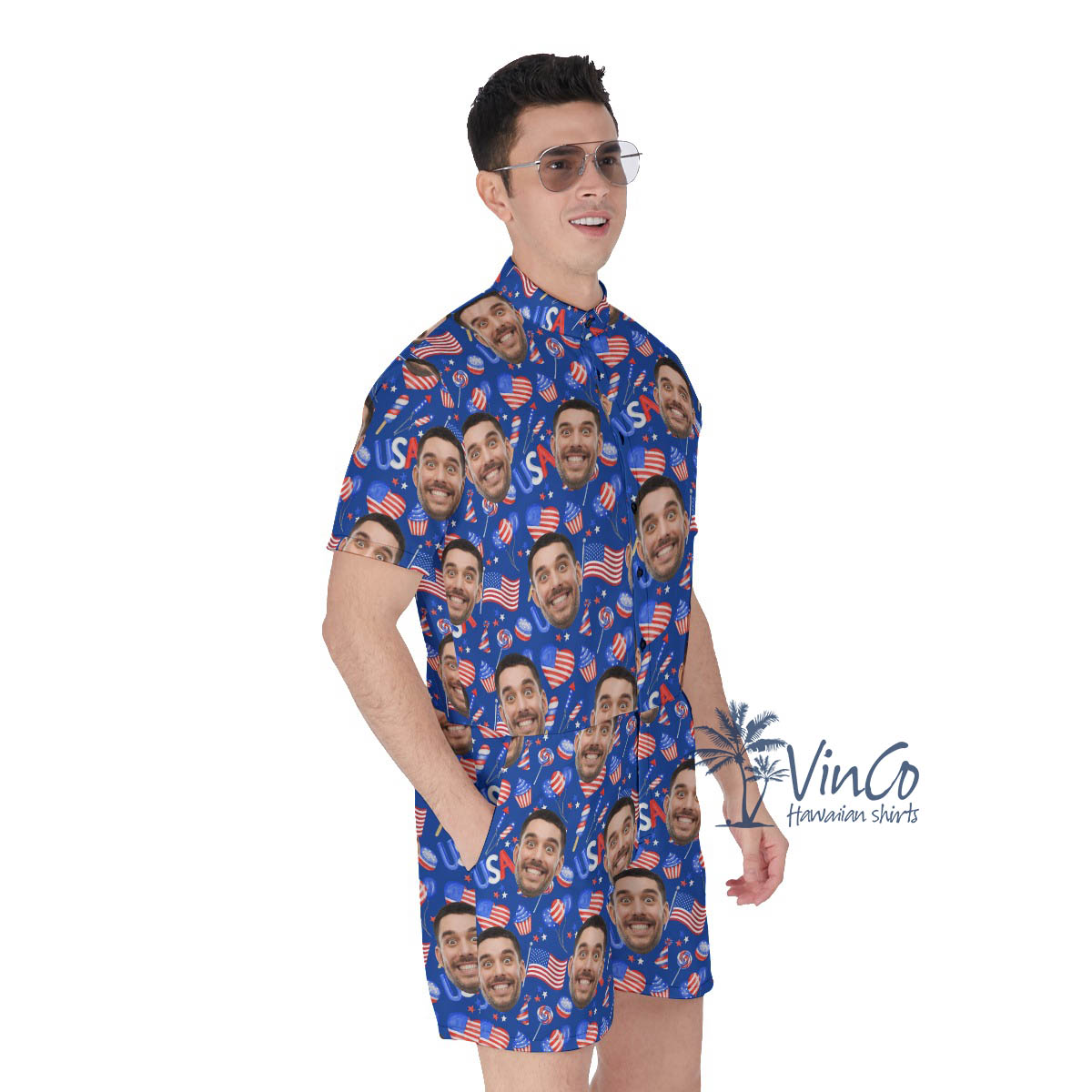 Personalized Faces Hawaiian Romper For Men
