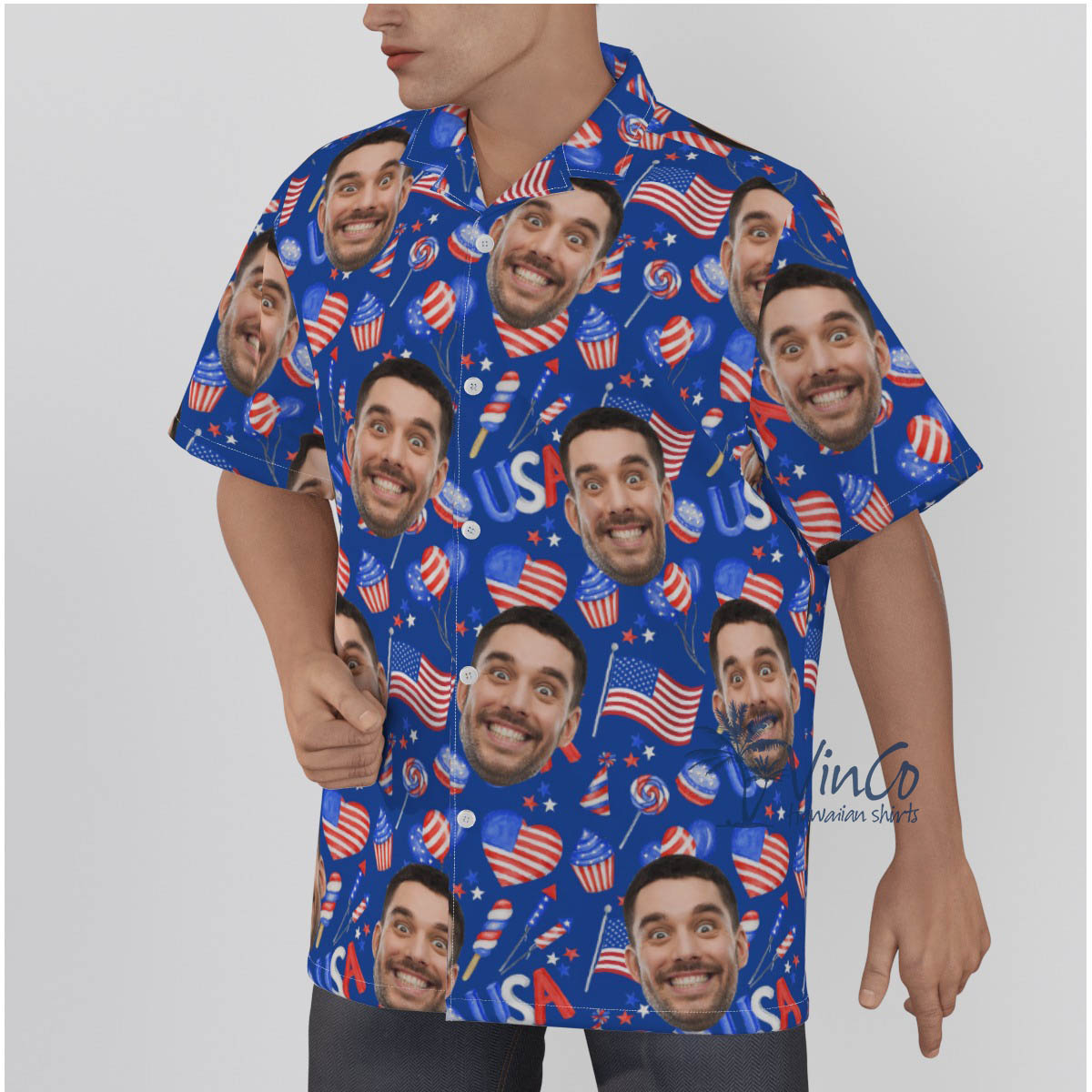 Happy Independence Day Custom Hawaiian Shirt With Faces