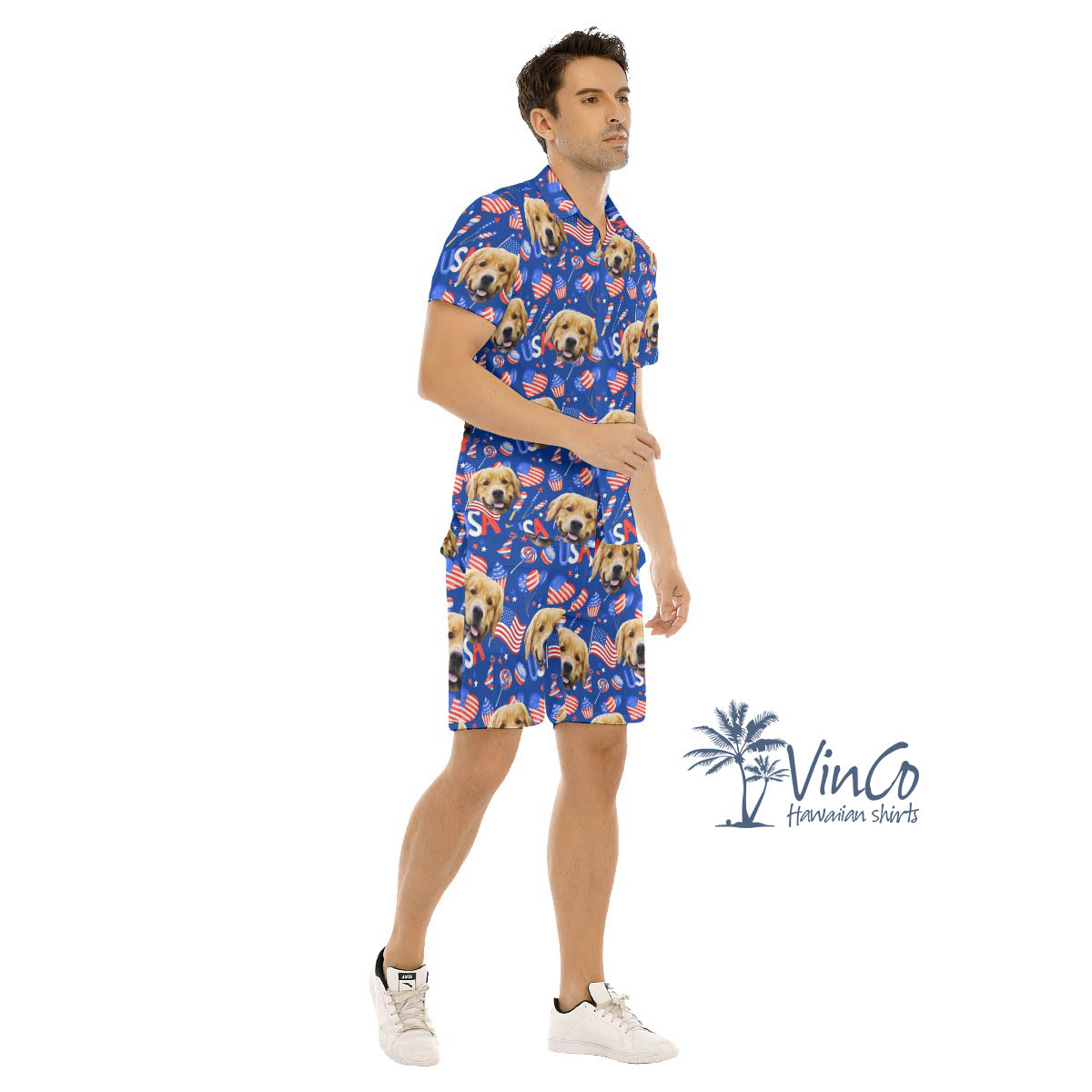 Happy 4th Of July Custom Hawaiian Shirt With Dog Face