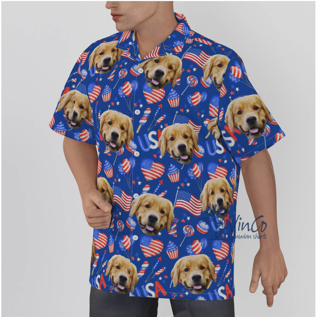 Custom Dog 4th Of July Hawaiian Shirt For Men