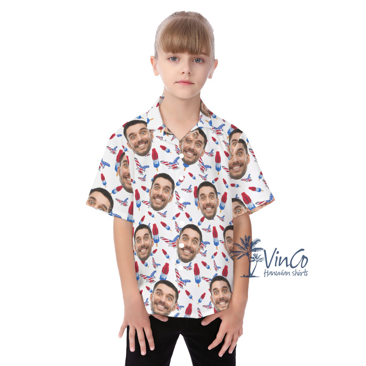 4th Of July Custom Kid's Hawaiian Shirt With Multi Faces - variant image 1