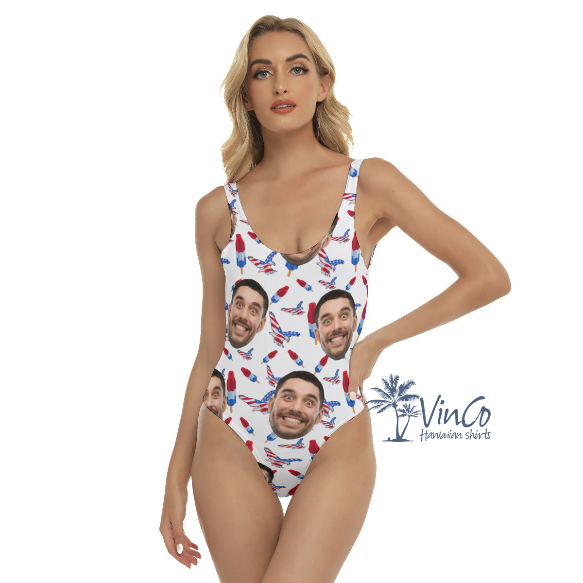 American Eagle Custom Hawaiian Swimsuit With Multi Faces - variant image 1