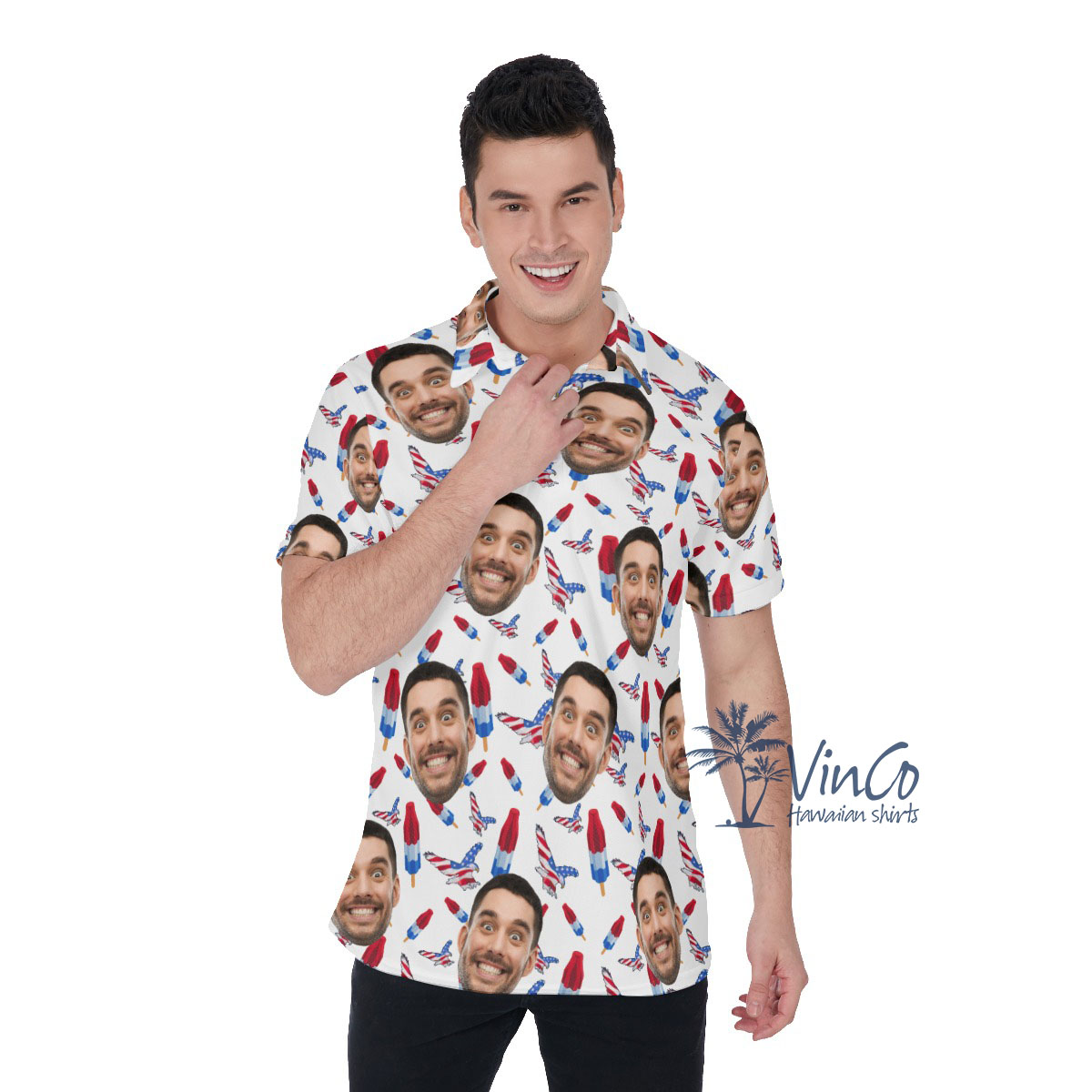 Custom American Eagle Men's Polo Shirt With Face - variant image 1
