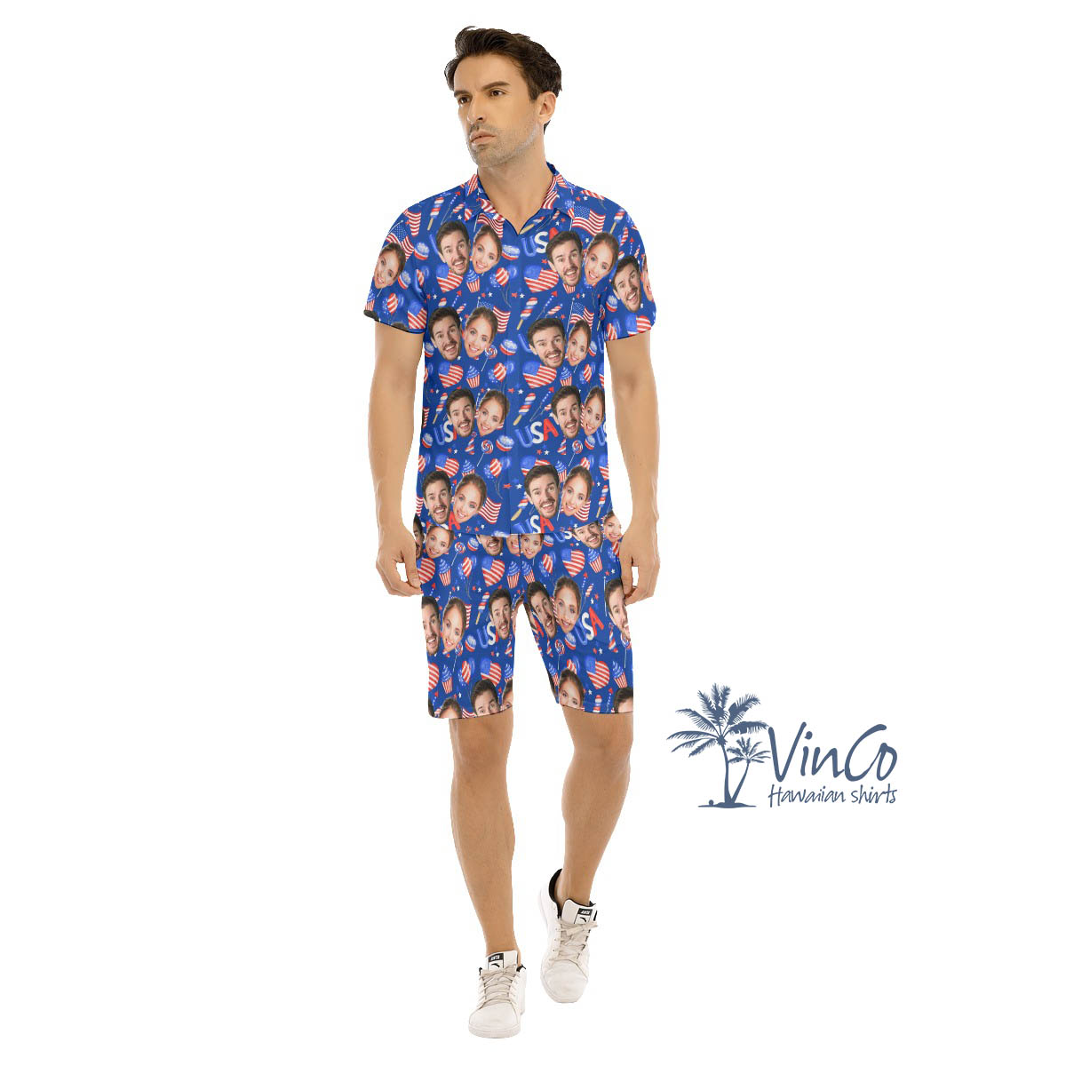 Personalized Multiple Faces Hawaiian Shirt Set For Men - variant image 1