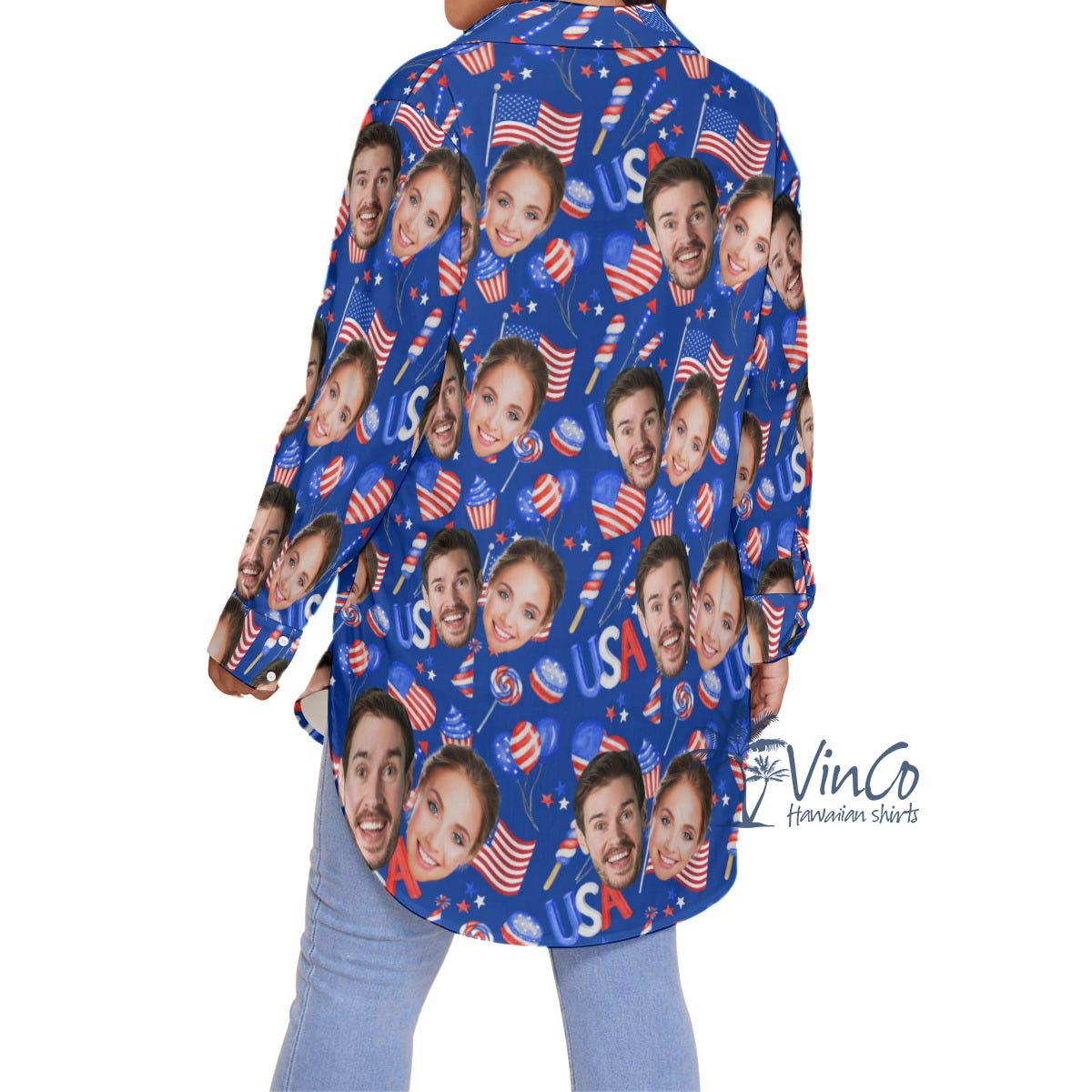 Custom 2 Faces Patriotic Hawaiian Shirt Plus Size For Women