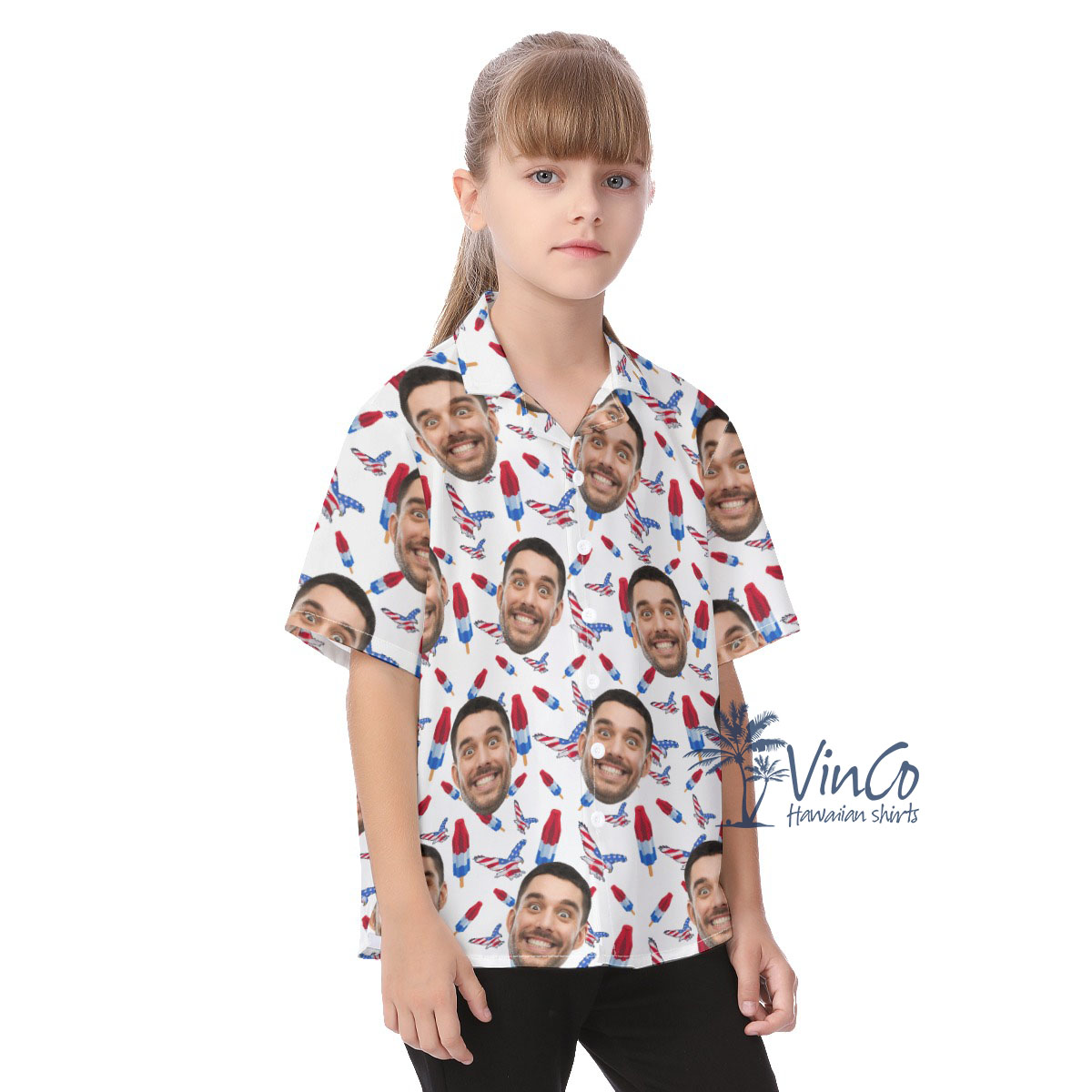 4th Of July Custom Kid's Hawaiian Shirt With Multi Faces
