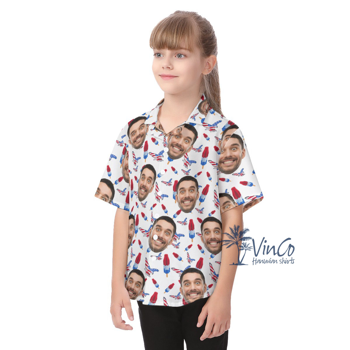 4th Of July Custom Kid's Hawaiian Shirt With Multi Faces