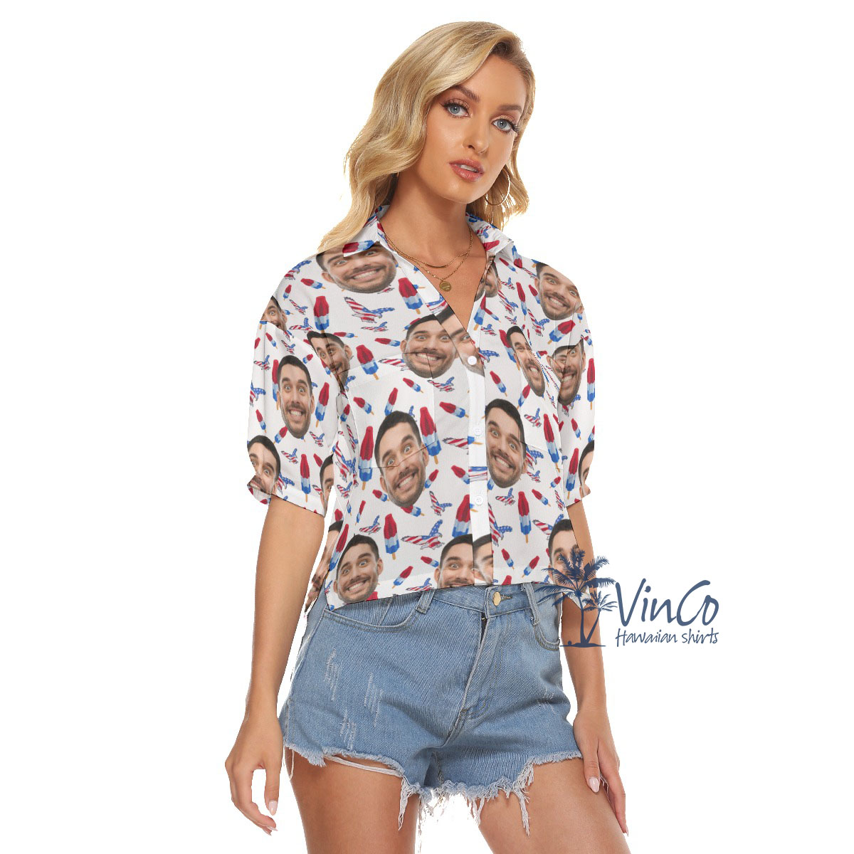 American Eagle Patriotic Custom Women's Hawaiian Crop Top