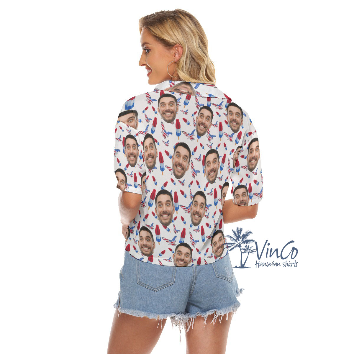 American Eagle Patriotic Custom Women's Hawaiian Crop Top