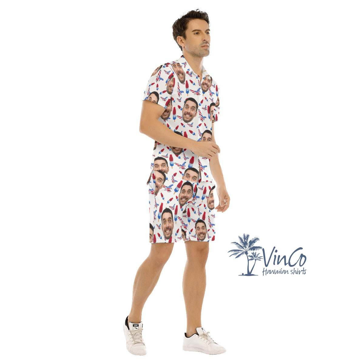 4th Of July American Eagle Custom Hawaiian Set With Multiple Faces