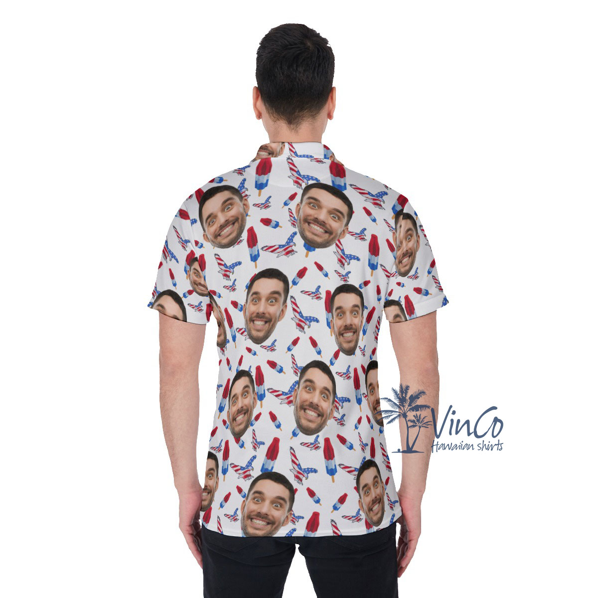 Custom American Eagle Men's Polo Shirt With Face