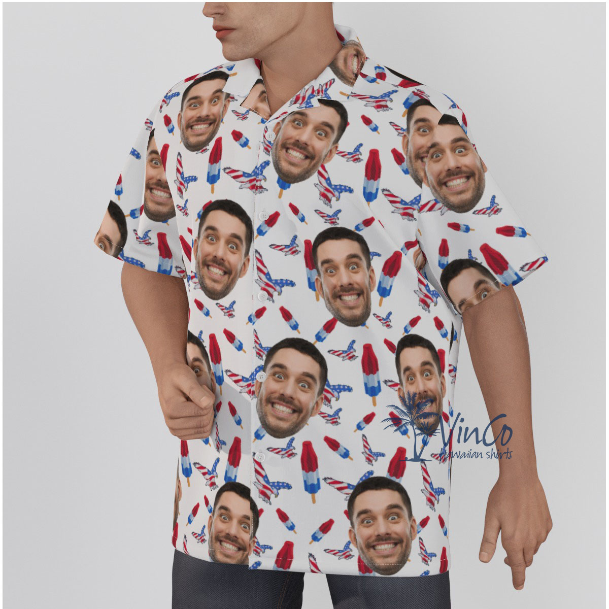 Custom Face American Eagle Hawaiian Shirt For Men