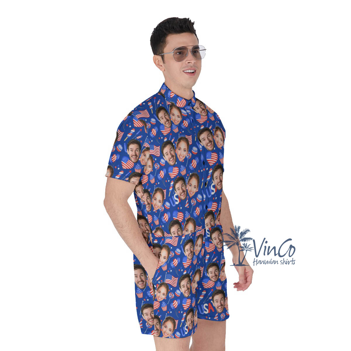 American Independence Party Custom 2 Faces Hawaiian Men's Romper