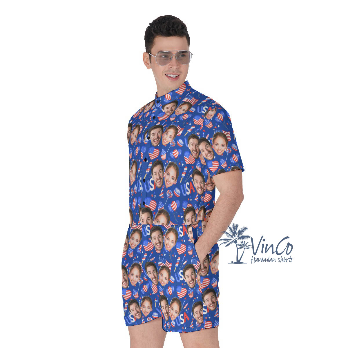 American Independence Party Custom 2 Faces Hawaiian Men's Romper