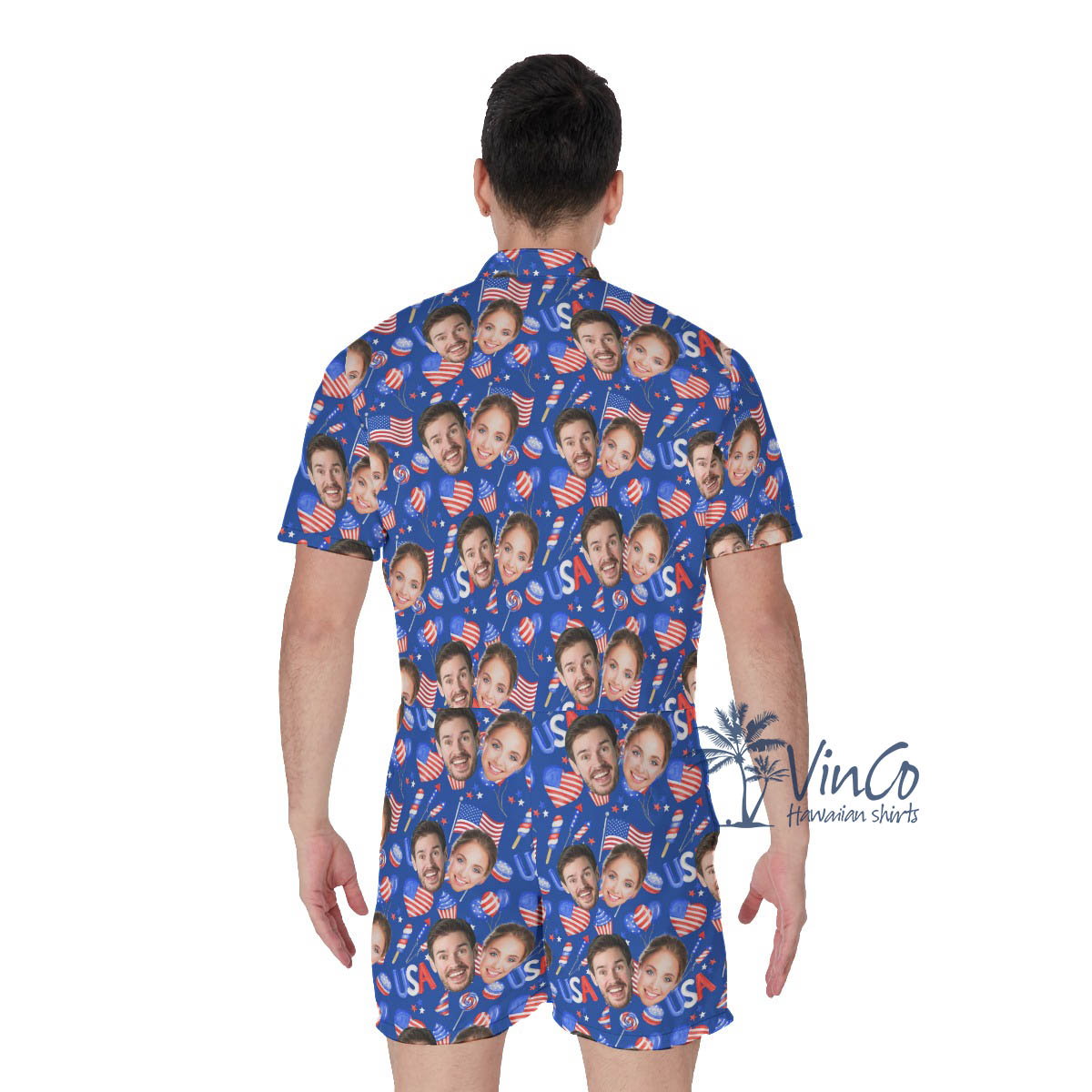 American Independence Party Custom 2 Faces Hawaiian Men's Romper