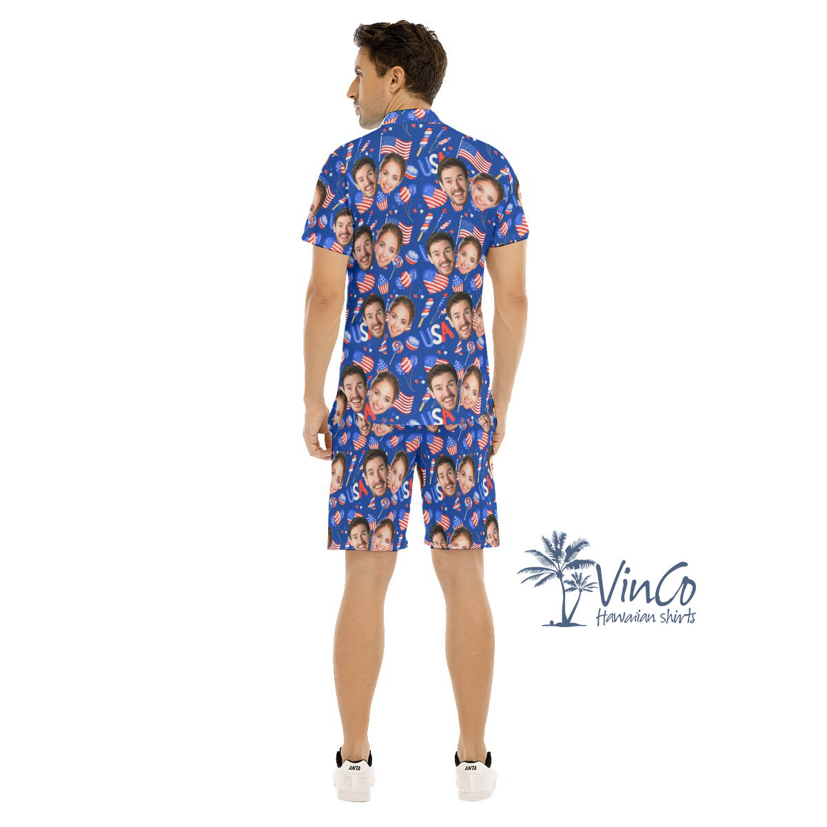 Personalized Multiple Faces Hawaiian Shirt Set For Men